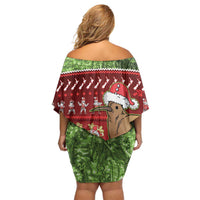 New Zealand Kiwi Christmas Family Matching Off Shoulder Short Dress and Hawaiian Shirt Paua Shell Glitter Green LT05 - Polynesian Pride