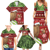 New Zealand Kiwi Christmas Family Matching Summer Maxi Dress and Hawaiian Shirt Paua Shell Glitter Green LT05 - Polynesian Pride