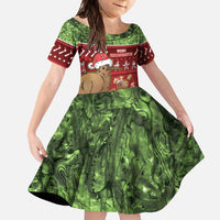 New Zealand Kiwi Christmas Family Matching Tank Maxi Dress and Hawaiian Shirt Paua Shell Glitter Green LT05 Daughter's Dress Red - Polynesian Pride