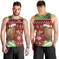 New Zealand Kiwi Christmas Men Tank Top Paua Shell Glitter Green
