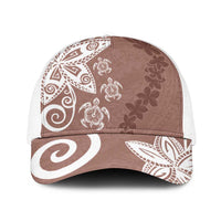 Polynesia Baseball Net Cap Brown Tribal Turtle Floral Pattern LT05 One Size White Brown - Polynesian Pride