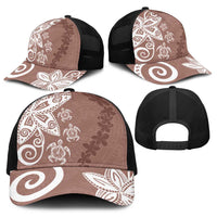 Polynesia Baseball Net Cap Brown Tribal Turtle Floral Pattern LT05 - Polynesian Pride