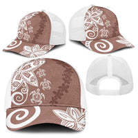 Polynesia Baseball Net Cap Brown Tribal Turtle Floral Pattern LT05 - Polynesian Pride