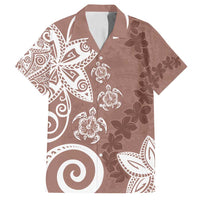 Polynesia Family Matching Long Sleeve Bodycon Dress and Hawaiian Shirt Brown Tribal Turtle Floral Pattern LT05 Dad's Shirt - Short Sleeve Brown - Polynesian Pride