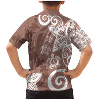Polynesia Family Matching Mermaid Dress and Hawaiian Shirt Brown Tribal Turtle Floral Pattern LT05 - Polynesian Pride
