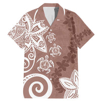 Polynesia Family Matching Mermaid Dress and Hawaiian Shirt Brown Tribal Turtle Floral Pattern LT05 Dad's Shirt - Short Sleeve Brown - Polynesian Pride