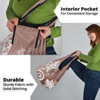 Polynesia Grocery Bag Brown Tribal Turtle Floral Pattern