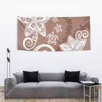 Polynesia Tapestry Brown Tribal Turtle Floral Pattern