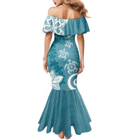 Polynesia Family Matching Mermaid Dress and Hawaiian Shirt Hippie Blue Tribal Turtle Floral Pattern LT05 - Polynesian Pride