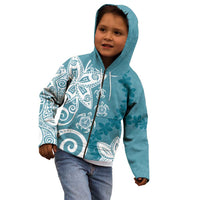 Polynesia Kid Hoodie Hippie Blue Tribal Turtle Floral Pattern
