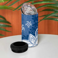 Polynesia 4 in 1 Can Cooler Tumbler Blue Tribal Turtle Floral Pattern LT05 - Polynesian Pride