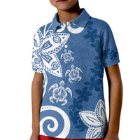 Polynesia Kid Polo Shirt Blue Tribal Turtle Floral Pattern LT05 Kid Blue - Polynesian Pride