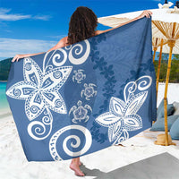 Polynesia Sarong Blue Tribal Turtle Floral Pattern