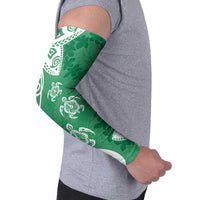 Polynesia Arm Sleeves Green Tribal Turtle Floral Pattern - Polynesian Pride