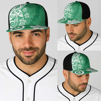 Polynesia Baseball Net Cap Green Tribal Turtle Floral Pattern - Polynesian Pride