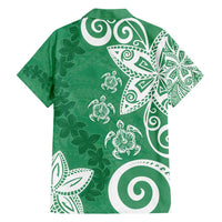 Polynesia Family Matching Tank Maxi Dress and Hawaiian Shirt Green Tribal Turtle Floral Pattern LT05 - Polynesian Pride
