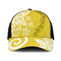 Polynesia Baseball Net Cap Yellow Tribal Turtle Floral Pattern LT05 One Size Black Yellow - Polynesian Pride