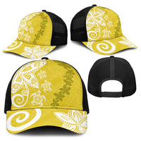 Polynesia Baseball Net Cap Yellow Tribal Turtle Floral Pattern LT05 - Polynesian Pride