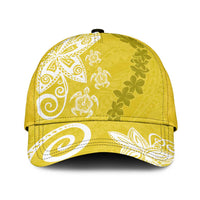 Polynesia Classic Cap Yellow Tribal Turtle Floral Pattern LT05 Universal Fit Yellow - Polynesian Pride