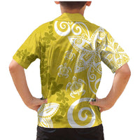 Polynesia Family Matching Mermaid Dress and Hawaiian Shirt Yellow Tribal Turtle Floral Pattern LT05 - Polynesian Pride