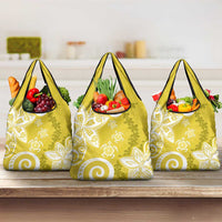 Polynesia Grocery Bag Yellow Tribal Turtle Floral Pattern