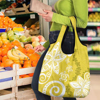 Polynesia Grocery Bag Yellow Tribal Turtle Floral Pattern