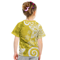 Polynesia Kid T Shirt Yellow Tribal Turtle Floral Pattern LT05 - Polynesian Pride