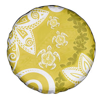 Polynesia Spare Tire Cover Yellow Tribal Turtle Floral Pattern