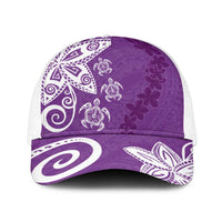 Polynesia Baseball Net Cap Purple Tribal Turtle Floral Pattern LT05 One Size White Purple - Polynesian Pride