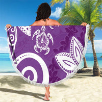 Polynesia Beach Blanket Purple Tribal Turtle Floral Pattern