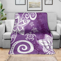 Polynesia Blanket Purple Tribal Turtle Floral Pattern