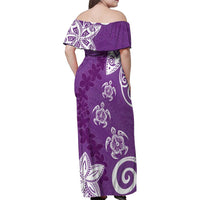 Polynesia Family Matching Off Shoulder Maxi Dress and Hawaiian Shirt Purple Tribal Turtle Floral Pattern LT05 - Polynesian Pride