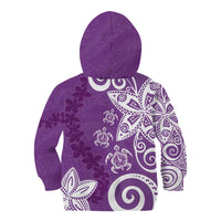 Polynesia Kid Hoodie Purple Tribal Turtle Floral Pattern