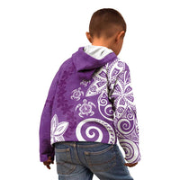 Polynesia Kid Hoodie Purple Tribal Turtle Floral Pattern