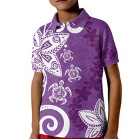 Polynesia Kid Polo Shirt Purple Tribal Turtle Floral Pattern LT05 Kid Purple - Polynesian Pride