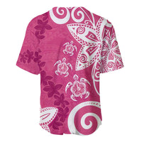 Polynesia Baseball Jersey Pink Tribal Turtle Floral Pattern LT05 - Polynesian Pride
