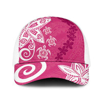 Polynesia Baseball Net Cap Pink Tribal Turtle Floral Pattern LT05 One Size White Pink - Polynesian Pride
