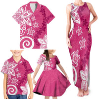Polynesia Family Matching Tank Maxi Dress and Hawaiian Shirt Pink Tribal Turtle Floral Pattern LT05 - Polynesian Pride