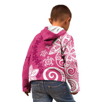 Polynesia Kid Hoodie Pink Tribal Turtle Floral Pattern