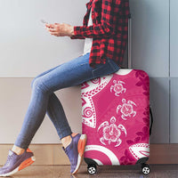 Polynesia Luggage Cover Pink Tribal Turtle Floral Pattern