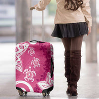 Polynesia Luggage Cover Pink Tribal Turtle Floral Pattern