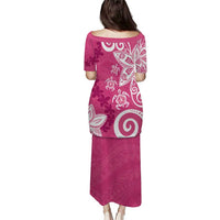 Polynesia Puletasi Pink Tribal Turtle Floral Pattern