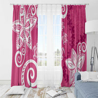 Polynesia Window Curtain Pink Tribal Turtle Floral Pattern