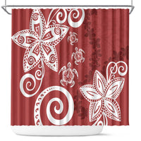 Polynesia Shower Curtain Red Tribal Turtle Floral Pattern LT05 Red - Polynesian Pride