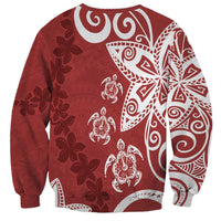 Polynesia Sweatshirt Red Tribal Turtle Floral Pattern LT05 - Polynesian Pride