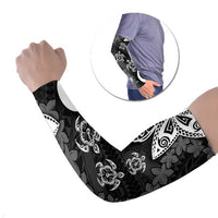 Polynesia Arm Sleeves Black Tribal Turtle Floral Pattern - Polynesian Pride