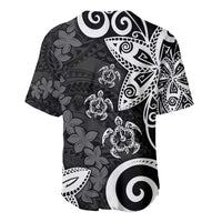 Polynesia Baseball Jersey Black Tribal Turtle Floral Pattern LT05 - Polynesian Pride