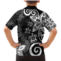 Polynesia Family Matching Mermaid Dress and Hawaiian Shirt Black Tribal Turtle Floral Pattern LT05 - Polynesian Pride