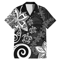 Polynesia Family Matching Mermaid Dress and Hawaiian Shirt Black Tribal Turtle Floral Pattern LT05 Dad's Shirt - Short Sleeve Black - Polynesian Pride
