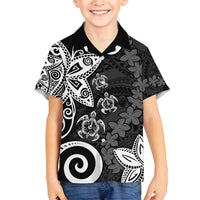 Polynesia Family Matching Tank Maxi Dress and Hawaiian Shirt Black Tribal Turtle Floral Pattern